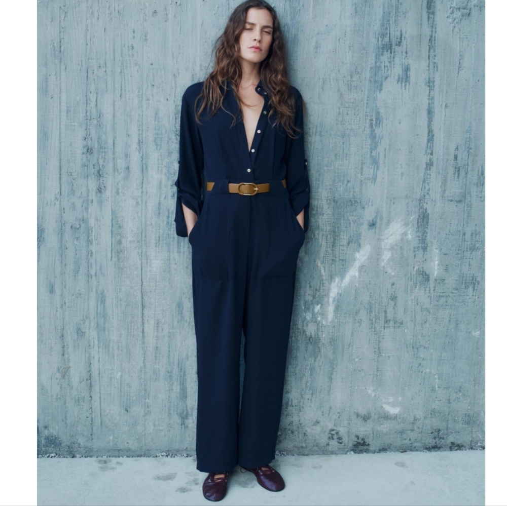 ZARA LONG BELTED JUMPSUIT SIZE M